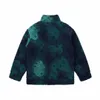Tasarımcı Marka Erkek Ceketleri Kuzu Yün Ceket Stand Yaka Mektup Fermuar Ceket Sıcak Kalın Kürk Moda Yeşil Kadınlar Açık Ceketler Günlük Spor Kıyafetleri