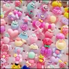 Band Rings Fashion 200Pcs/Lots Mixed Plastic Children Ring Resin Jewelry Kids Gift Boys Girls Cartoon Animal Flowers Fruit Baby Tangib Dheld