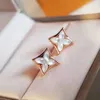 925 Four Leaf Clover Stud Old Flower Classic White Fritillary Birthday Present for Girlfriend301m