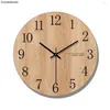 Wandklokken Arabisch Cijfer Ontwerp Ronde Houten Digitale Klok Mode Stille Woonkamer Decor Woondecoratie Horloge Gift338I