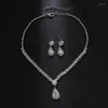 Collana orecchini set moda semplice goccia d'acqua strass di cristallo per le donne sposa sposa accessori di lusso leggeri