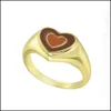 Bandringen Ins Dubbellaags Liefde Hart Ring Vintage Drop Olie Metaal Voor Vrouwen Meisjes Mode-sieraden Levering Dhgks