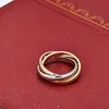 'Gold Silver Rosegold' tre-ring Crossing Triple Rings for Women Men Lovers '316L Titanium Steel Wedding Band Anei258e