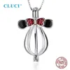 Cluci 925 Söt musformade charm för kvinnor halsband 925 Sterling Silver Pearl Cage Pendant Locket SC049SB2572