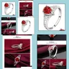Solitaire Ring Rings for Women Cubic Zirconia China Wholesale Wedding Crystal Red Sier Diamond Gemstone Drop Leverans smycken Dhexn