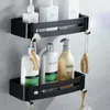 Mensole da bagno Rettangolari in alluminio nero Supporto per mensole da cucina con montaggio su mensola angolare Senza chiodi Facile installazione 231204