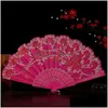 Produtos de estilo chinês produtos de estilo chinês colorf pó dourado impresso tecido dobrável ventilador senhoras dança prop festa de casamento presente r dhxtx