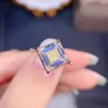 Cluster anéis arco-íris mercúrio místico topázio para mulheres jóias de casamento vintage moda multicolor pedra noivado promessa anel nupcial