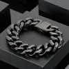 Bracelet en acier inoxydable bijoux noir grand bracelet cubain lien chaîne mode tendance 20mm 8 66 pouces 146g poids européen et A313i