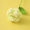 Fleurs décoratives fleur de laine crème branche de rose fini petite simulation de couleur unie fraîche cadeau tricoté à la main créatif 8 cm x 40 cm
