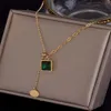 Moda charme numeral verde preto zircão colares para mulher homem temperamento aço inoxidável pingente colar jóias presente chain250d