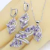 Zestawy biżuterii w Dubaju dla kobiet Wedding Purple Amethyst Naszyjnik Wisiorek Pierścień Bransoletka Podarunek 220725249p