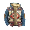 Felpe con cappuccio da uomo 2023 pile invernale con cerniera per uomo Vintage Bohemia Tribe Stampa cappuccio giacche abbigliamento strada tuta sportiva cappotto con cappuccio Zip-up