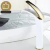 Other Faucets Showers Accs Basin White Brass Tall Low Bathroom Faucet Open Type Waterfall Gold Cold Water Sink Mixer Tap Torneira 231204