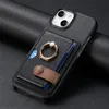 Solid Color Minimalist Lychee mönstrad ring plånbokfodral lämplig för 15 14 pro max kreativ telefon läderfodral
