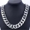 24mm Men Silver Curb Cuban Link Round Necklace Super Heavy Thick Punk Rock Hiphop Women Gold 316L Stainless Steel Bike Biker Chain222A