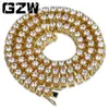 Nowy moda 18 -karatowa złota splatyna 10 mm Cz Cubic Zircon Tinnis Naszyjnik Choker Hip Hop Masculina Biżuteria Bijoux Prezenty Collier dla M252Y