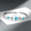 Kedja Hot 925 Sterling Plata Blue Pentagonal Star Eternal Armband för kvinnor handgjorda femalstackable Zircon Crystal Jewelry Bijoux R231205