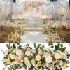 Decorative Flowers Wreaths 100CM Road Cited Artificial Flower Row Wedding Supply Rose Peony Wall Iron Arch Backdrop Arrangement Arch Fake Flowers Decor DIY 231205