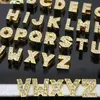 130 pçs / lote 10mm A-Z letras de slides de cor dourada DIY encantos adequados para pulseira de couro de 10mm bracelet2456