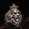 Bague Punk avec couronne d'animaux et Lion pour hommes, bijoux gothiques, grande taille 7-14, 274v