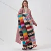 Szaliki Rainbow dzianinowa szalik Kobiety luksusowe ciepłe kaszmirowe szaliki jesienne zima zagęszczona miękka miękka paszmina szal w paski akcesorium 231205