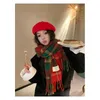 Scarves Christmas Scarf Winter Warm Female Korean Version of Simple Versatile Year's Gift To Give Red Tassel Plaid Scarfs 231205