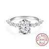 Bröllopsringar glittrande naturliga Moissanite Gemstone Classic Simple Type 6 Ring for Girl 925 Sterling Silver Fine Jewelry248L