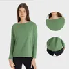 Lu Casual and Lemon à manches longues Shirt Women Yoga Sports Tops Fiess Shirts Bum-Covering Longueur Sweats Sweats Super Soft Fell