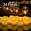 24PC LED Luz de chá sem chama Tealight Vela Decoração de casamento Bateria 210310275q