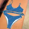 Jacquard Mektup Mayo Kadın Tasarımcı Bikini Set Seksi Çapraz Bandaj Biquinis Lüks Velvet Mayo Yüksek Bel Bikinis