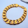 24K Stamp Real Yellow Gold Filled 9 12mm Mens Armband Curb Chain Link Jewelry220C