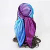 Bufandas 90x90cm Color sólido Gradiente Pañuelo Hijab Bufanda Mujeres Seda Satén Diadema Cabello Damas Cuadrados Chales Cabeza Bufandas