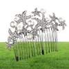 Wedding Bridal Hair Comb Starfish Bridesmaid Prom Crystal Jewelry Combs Silver Plated Hair Accessories JCH0326790681
