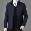Kurtki męskie marka kurtka biznesowa biznesowa męska płaszcze odrzucają zamek błyskawiczny prosty w średnim wieku starszy mężczyźni tata ubrania biuro odzież wierzchnia mężczyźni 231205