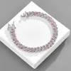 Chokers Blue/Pink Miami Cuban Link łańcuch 9 mm lodowy naszyjnik dla mężczyzn i kobiet prezent 231205