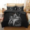 3D Vrouwen En Schedel Beddengoed Sets Suiker Schedel En Motorfiets Dekbedovertrek Bed Cool Skull Print Zwart Beddengoed Bedline Y2004172313