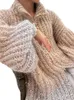 Womens Sweaters Sparkling Silk Sequin Sweater Cardigan Women Stand Collar Bishop Sleeve Zipper Knitted Coat Autumn Chic Lady Streetwear 231204