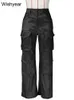 Pantalons pour femmes S en automne Zipper Fly Gothic Cargo Pantalon Sexy Multi Pocket Front Safari Style Straight Night Club Baggy Jogger 231205