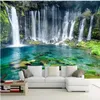 paesaggio verde semplice bella cascata sfondo muro carta da parati moderna per soggiorno 225k