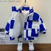 Daunenmantel Kinder Baumwolle Jacke Winter Neue Jungen Und Mädchen Mode Plaid Kragen Baumwolle Jacke Kinder Kleidung Kinder Parkas 2023 Q231205