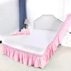 Spódnica łóżka dobra wartość za cenę sakur różowe marszczenia spódnice z podwójnymi warstwami elastyczne pasy Wrinkle odporny na fade tkaninę 15 cali wysokość 231205
