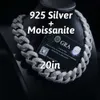 Pure 925 zilveren sieraden 22 mm Hip Hop Chain Hot Sell Miami Cuban Chain VVS Moissanite Zirkon Custom Necklace