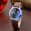 Horloges Luxe Blu Ray Glazen Horloges Voor Mannen Neutraal Quartz Simuleert Het Polshorloge Merk Casual Lederen Band Reloj Hombre