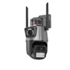 IP-камера 4K, уличная Wi-Fi PTZ, двойной объектив, CCTV, двойной экран, автоматическое слежение, водонепроницаемая, охранное видеонаблюдение, полицейская световая сигнализация, IP-камера