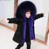 ダウンコート冬の子供ファーコート2023ファッションボーイズガールズ衣料フード付き濃厚な暖かいジャケットアウターウェアパーカースノースーツティーンエイジャーキッド服Q231205
