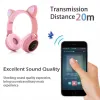 Светодиодные наушники с кошачьими ушками и шумоподавлением, Bluetooth 5,0, гарнитура для молодежи и детей, поддержка TF-карты, штекер 3,5 мм с микрофоном LL