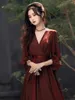 Casual Kleider Gagarich Französisch Europäischen Stil Western Langes Kleid Mode Luxuriöse Taille Cinched Rot Herbst 2024 Vestidos Kleidung