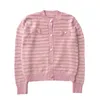 Женский вязаный саребон - женский вязаный свитер в полоску, кардиган с длинным рукавом и круглым вырезом, розовый, с небольшим ароматом, дизайн, мода 2023