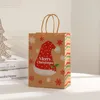 Confezione regalo 12 pezzi Sacchetto di Natale con manici Sacchetti di carta Kraft Babbo Natale Pupazzo di neve 2023 Xmas Party Candy Cookie Present Decor 231205